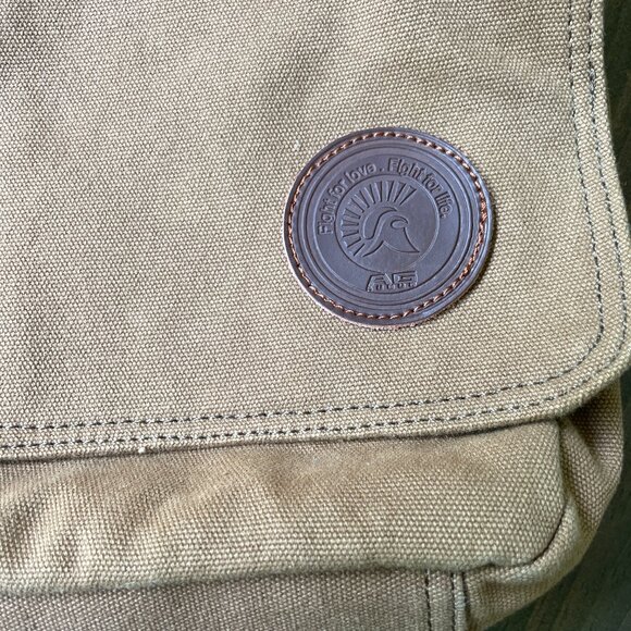 Brown Messenger Bag by Augur Strauss, Canvas Bag with Leather Accents - Picture 11 of 14